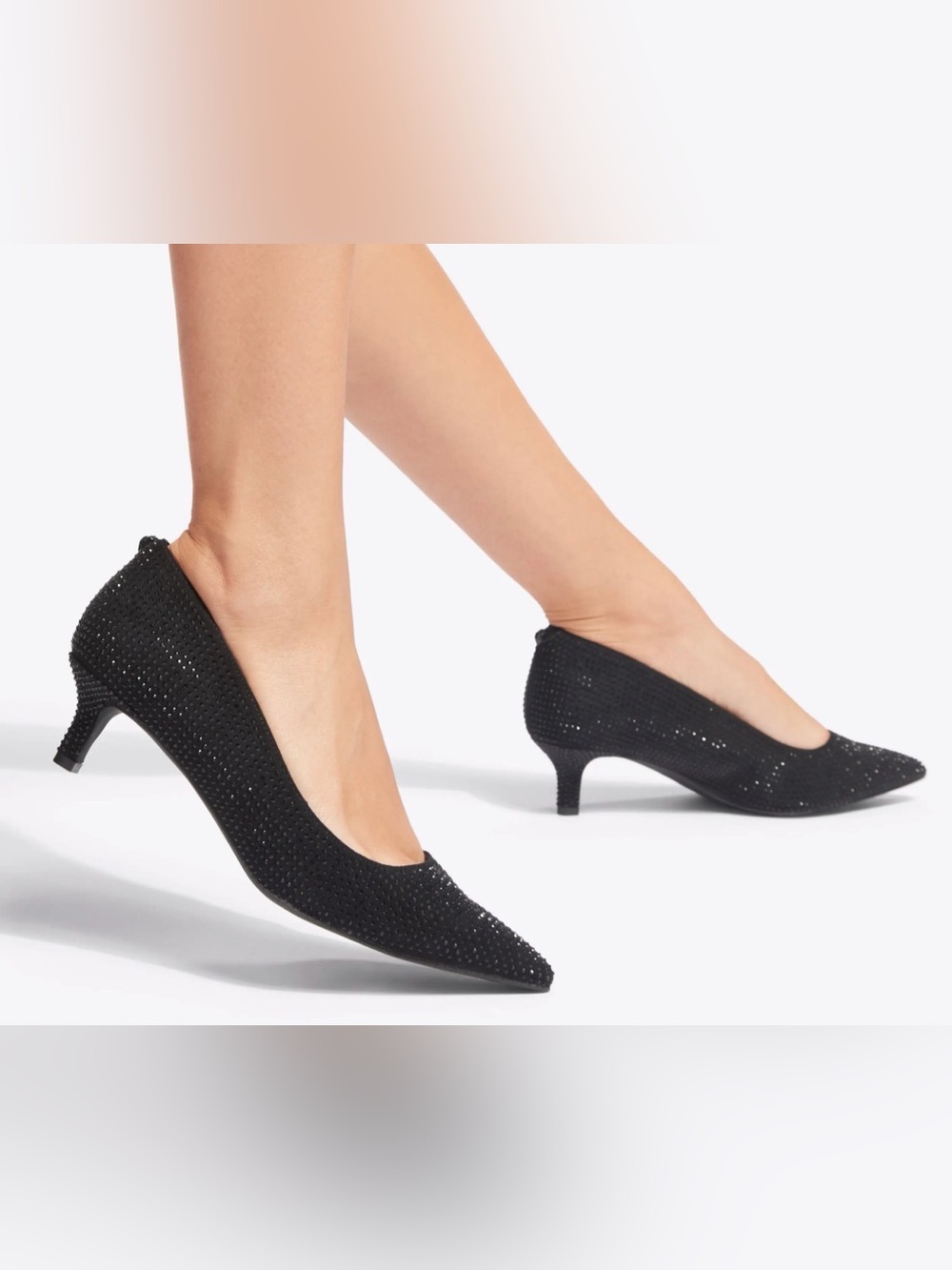 KENSINGTON FLEXI COURT HEEL kurt geiger black sparkle kitten heel